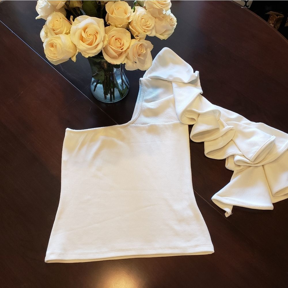 Beaufille Electra One Shoulder Ruffled Ribbed Top - Picture 7 of 8